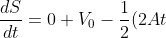 \frac{dS}{dt} = 0 + V_0 - \frac{1}{2} (2At) = V_0 - At